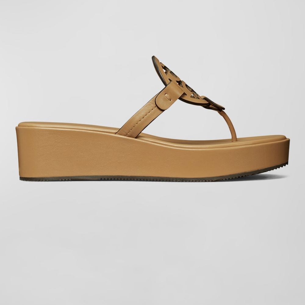 Tory Burch Tan Sandals with T-Strap Design